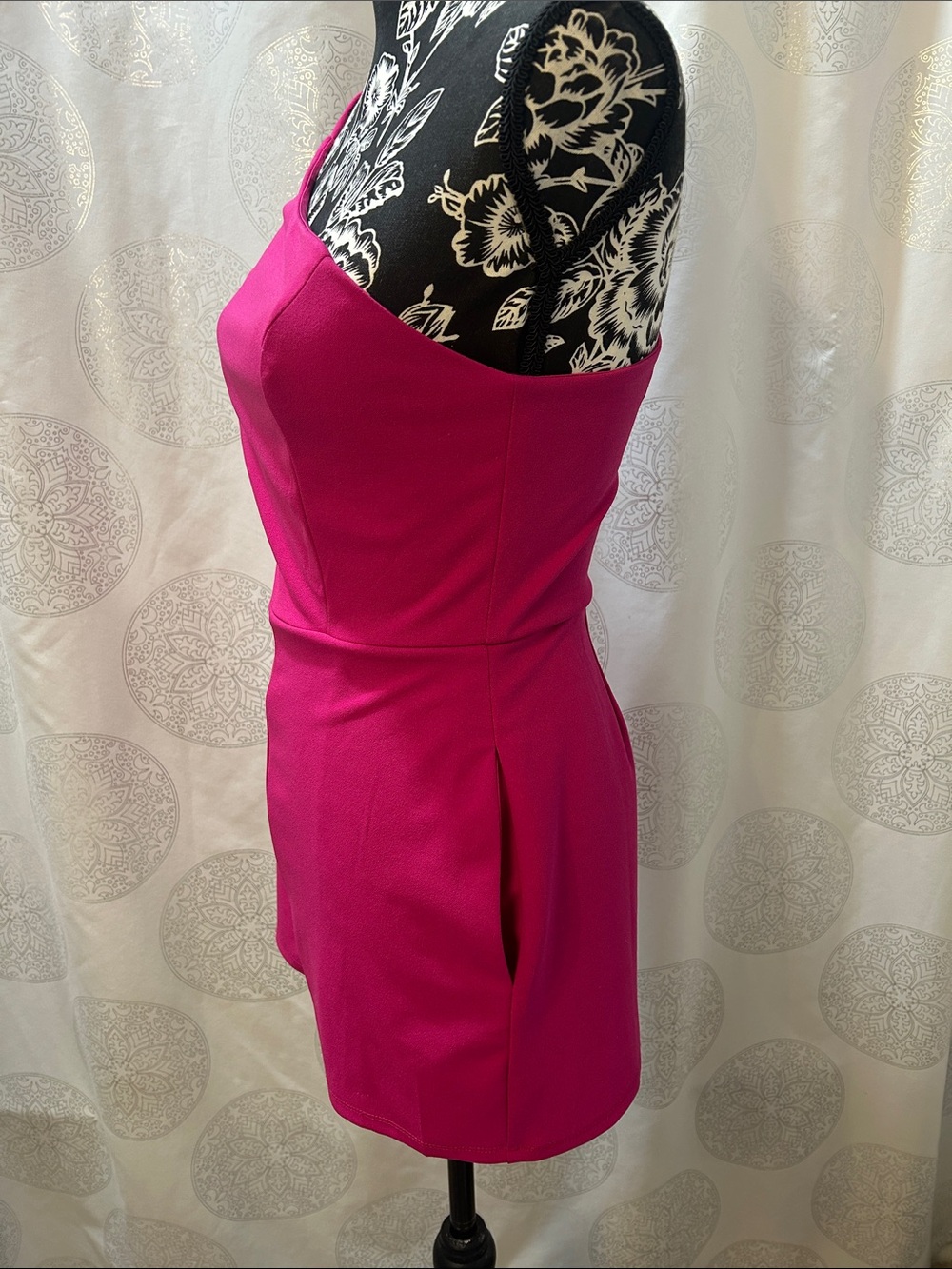 Crystal Sky Fuchsia Pink One Shoulder Romper Sleeveless Women Small S - Picture 3 of 11